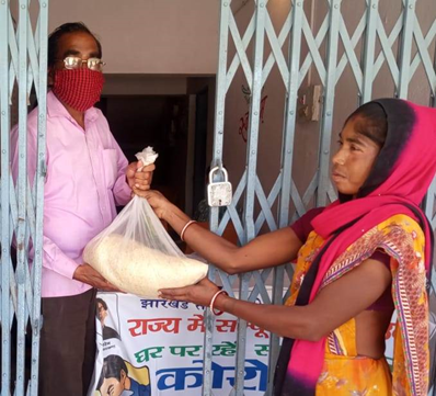 Woman Collecting Rice Man Face Mask